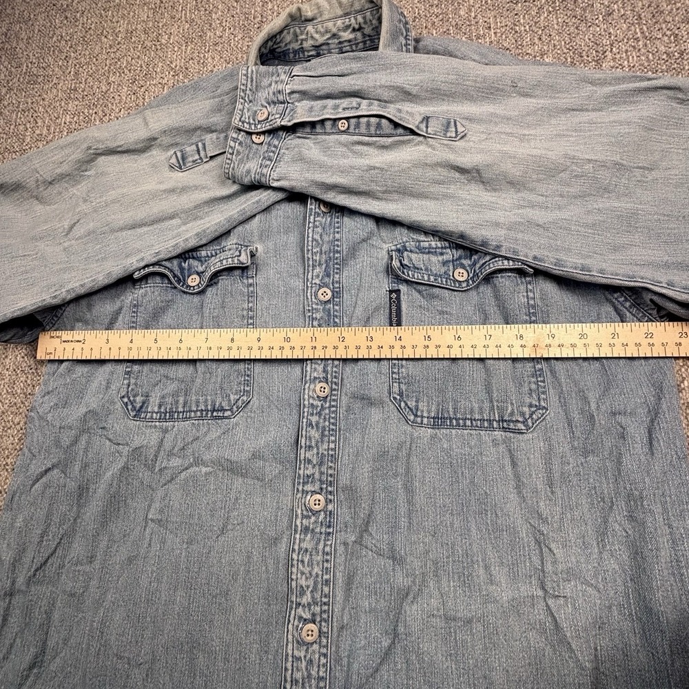 Columbia Denim Button Up Shirt Mens Large 100% Cotton Blue Workwear - Picture 5 of 6
